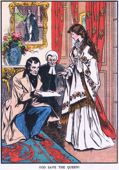 "Isten óvja a királynőt" (színes litográfia) alkotó: Thomas Heath Robinson