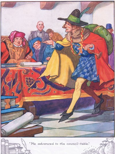 A tanácskozóasztalhoz lépett (színes lithó) alkotó: Thomas Heath Robinson