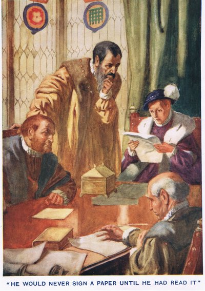 Soha nem írt alá egy papírt, amíg el nem olvasta. alkotó: Thomas Heath Robinson