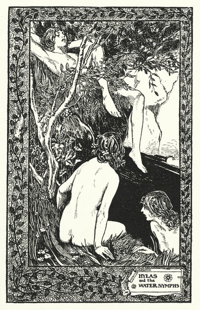 Hylas és a vízi nimfák (litográfia) alkotó: Thomas Heath Robinson
