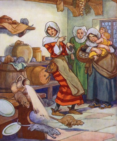Illusztráció a Hamelini csőszhöz (színes litográfia) alkotó: Thomas Heath Robinson