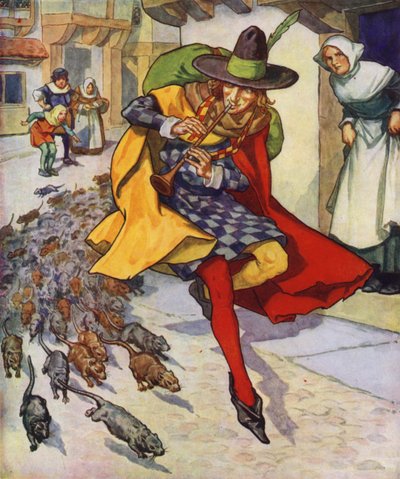 Illusztráció a Hamelini csőszhöz (színes litográfia) alkotó: Thomas Heath Robinson