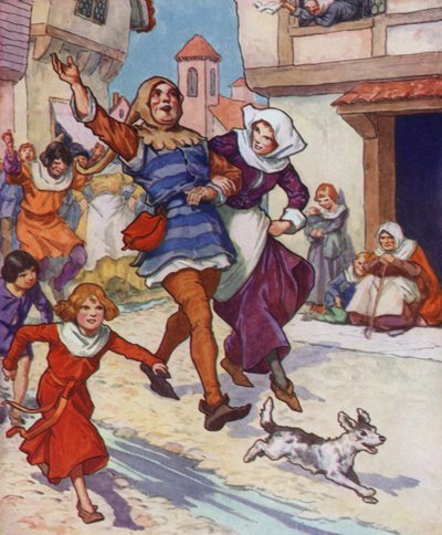 Illusztráció a Hamelini csőszhöz (színes litográfia) alkotó: Thomas Heath Robinson