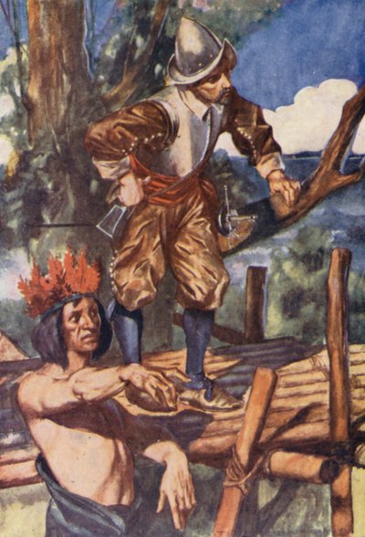 Illusztráció Sir Francis Drake életéhez (színes litográfia) alkotó: Thomas Heath Robinson