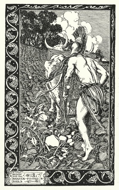 Jason és a pimasz bikák (litográfia) alkotó: Thomas Heath Robinson