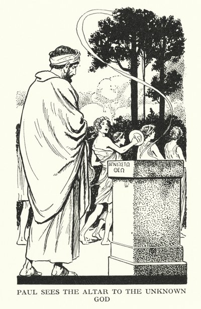 Pál látja az ismeretlen Isten oltárát (litho) alkotó: Thomas Heath Robinson