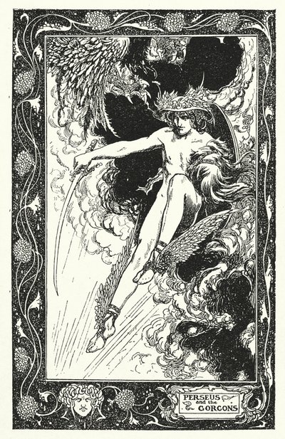 Perseus és a Gorgók (litográfia) alkotó: Thomas Heath Robinson