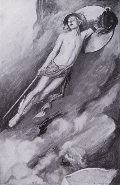 Perseus a levegőbe ugrott a magasba (litho) alkotó: Thomas Heath Robinson