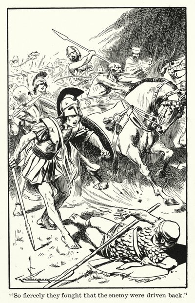 "Olyan hevesen harcoltak, hogy az ellenséget visszaverték" (litho) alkotó: Thomas Heath Robinson