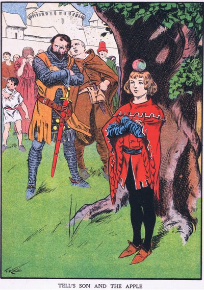 Tell Vilmos fia és az alma (színes litográfia) alkotó: Thomas Heath Robinson