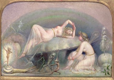Gombán pihenő tündér, 1860 körül alkotó: Thomas Heatherley