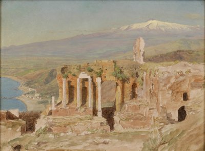 Kilátás a görög színház romjaira Taormina és az Etna, Szicília alkotó: Thomas Hiram Hotchkiss