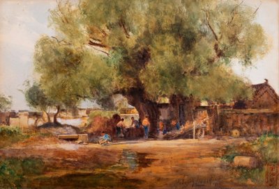 Szabadtéri kovácsműhely a Pei-tai-ho feletti sziklatemplom közelében, Kína alkotó: Thomas Hodgson Liddell