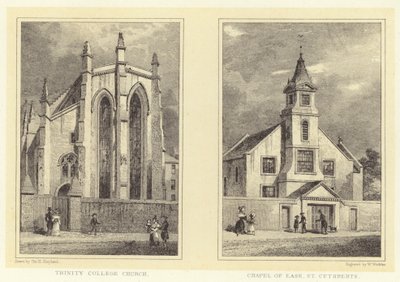 Trinity College templom; A kényelem kápolnája, St Cuthberts (metszet) alkotó: Thomas Hosmer (after) Shepherd