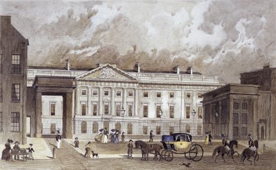 Az új királyi pénzverde korabeli metszete, 1830 körül (kézzel színezett metszet) alkotó: Thomas Hosmer Shepherd