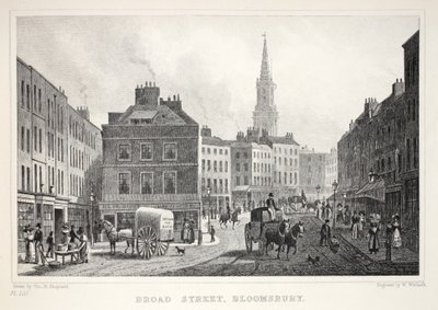 Broad Street, Bloomsbury, a „London és környéke a tizenkilencedik században” kocsmából. Jones und Co., 1827-1829 alkotó: Thomas Hosmer Shepherd