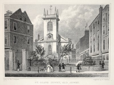 Templom of St Olave Jewry, Old Jewry, Londonból és környékéről a XIX. századi kocsmában. Jones und Co., 1827-1829 alkotó: Thomas Hosmer Shepherd