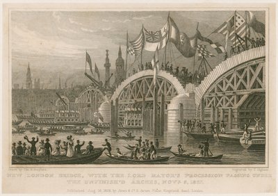 A New London Bridge építése, 1827. november 9 alkotó: Thomas Hosmer Shepherd