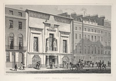 Egyptian Hall, Piccadilly, a „London és környéke a tizenkilencedik században” kocsmából. Jones und Co., 1827-1829 alkotó: Thomas Hosmer Shepherd