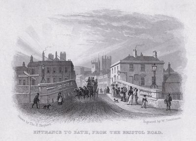 Bath bejárata a Bristol Road felől (metszet) alkotó: Thomas Hosmer Shepherd