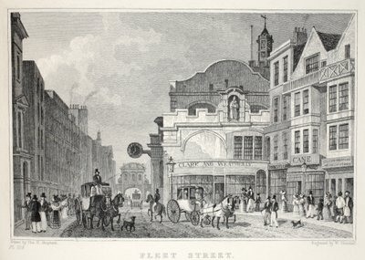 Fleet Street, a „London és környéke a tizenkilencedik században” kocsmából. Jones und Co., 1827-1829 alkotó: Thomas Hosmer Shepherd