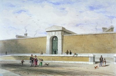 A Bridewell börtön kapuja, Tothill Fields, Westminster, London, 1850. alkotó: Thomas Hosmer Shepherd