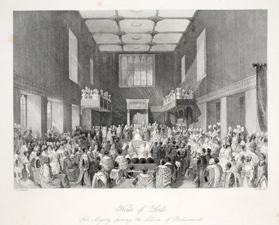 Lordok Háza, a „London Interiors with their Costumes and Ceremonies” kocsmából. Joseph Mead, London, 1843 körül (acélmetszet) alkotó: Thomas Hosmer Shepherd