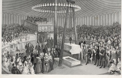 A New Royal Exchange első kövének lerakása a „London Interiors with their Costumes and Ceremonies” kocsmából. Joseph Mead, London, 1843 körül (acélmetszet) alkotó: Thomas Hosmer Shepherd