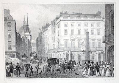 Ludgate Hill, a Fleet Streetről, a „London és környéke a tizenkilencedik században” kocsmából. Jones und Co., 1827-1829 alkotó: Thomas Hosmer Shepherd