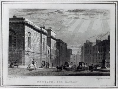 Newgate börtön és az Old Bailey, Robert Acon metszete, 1831 alkotó: Thomas Hosmer Shepherd