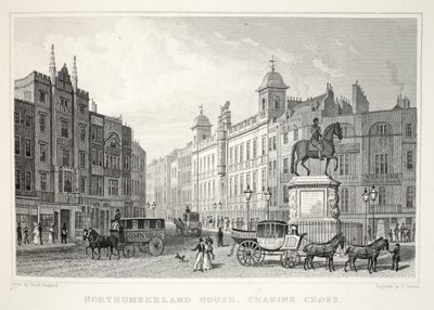 Northumberland House, Strand, a "London és környéke a tizenkilencedik században" pubból. Jones und Co., 1827-1829 alkotó: Thomas Hosmer Shepherd