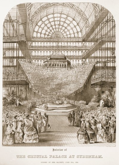 Viktória királynő 1854. június 10-én megnyitotta a Crystal Palace-t Sydenhamban alkotó: Thomas Hosmer Shepherd