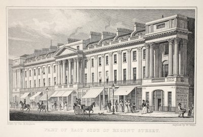 A Regent Street keleti részének része, a „London és környéke a tizenkilencedik században” kocsmából. Jones und Co., 1827-1829 alkotó: Thomas Hosmer Shepherd
