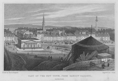 A New Town része, az Edinburgh-i Ramsey Gardensből (metszet) alkotó: Thomas Hosmer Shepherd