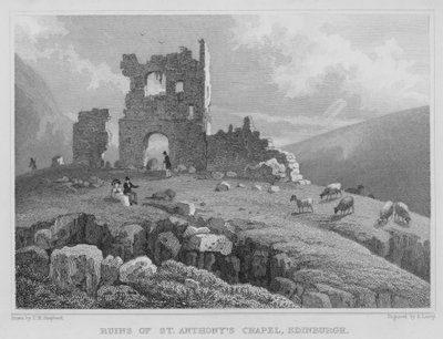 A Szent Antal-kápolna romjai, Edinburgh (metszet) alkotó: Thomas Hosmer Shepherd