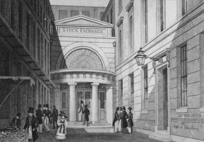 Stock Exchange, London, a „Metropolitan Improvements; vagy London a tizenkilencedik században”, 1828 körül alkotó: Thomas Hosmer Shepherd