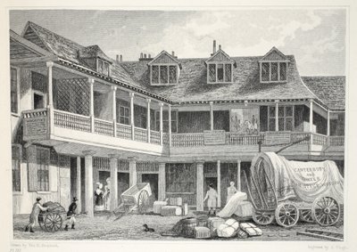 Talbot Inn, Southwark, a „London és környéke a tizenkilencedik században” pubból. Jones und Co., 1827-1829 alkotó: Thomas Hosmer Shepherd