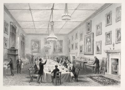 Thatched-House, a "London Interiors with their Costumes and Ceremonies" pub. Joseph Mead, London, 1843 körül (acélmetszet). alkotó: Thomas Hosmer Shepherd