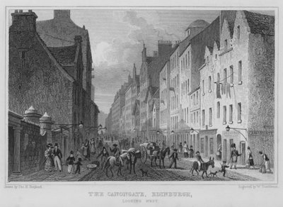A Canongate, Edinburgh, nyugat felé néz (metszet) alkotó: Thomas Hosmer Shepherd
