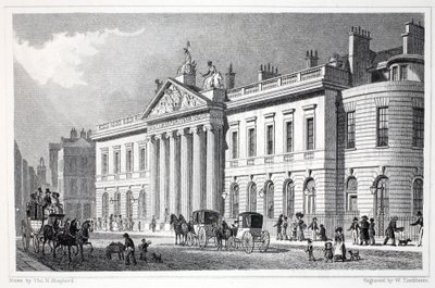 A Kelet-indiai Ház a „London és környéke a tizenkilencedik században” kocsmából. Jones und Co., 1827-1829 alkotó: Thomas Hosmer Shepherd
