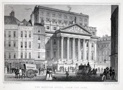 A Mansion House a „London és környéke a tizenkilencedik században” kocsmából. Jones und Co., 1827-1829 alkotó: Thomas Hosmer Shepherd
