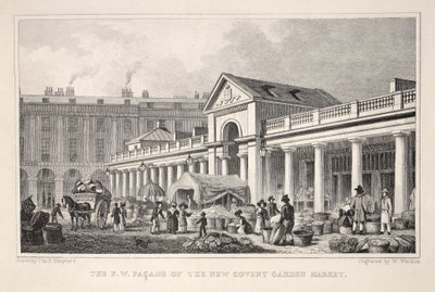 Az N.W. A New Covent Garden Market homlokzata, a „London és környéke a tizenkilencedik században” kocsmából. Jones und Co., 1827-1829 alkotó: Thomas Hosmer Shepherd