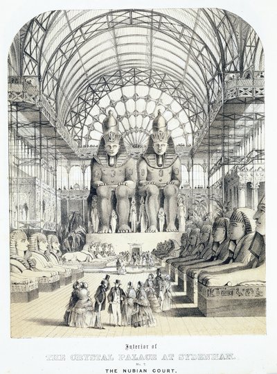A núbiai udvar a Sydenham-i Kristálypalotában, 1851-1855 körül (akvatinta) alkotó: Thomas Hosmer Shepherd