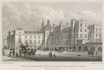 A Parlament épülete az Old Palace Yard-ból, Westminster, London alkotó: Thomas Hosmer Shepherd