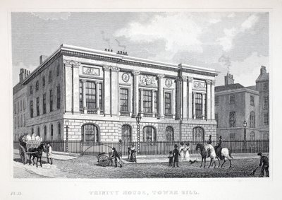 Trinity House, Tower Hill, a „London és környéke a tizenkilencedik században” kocsmából. Jones und Co., 1827-1829 alkotó: Thomas Hosmer Shepherd