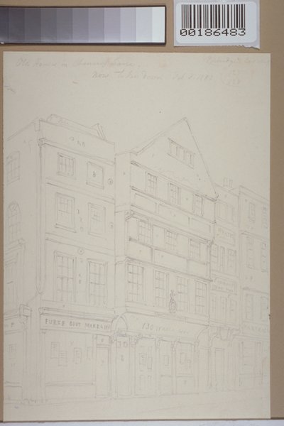 Kilátás a régi házakra a Chancery Lane-ben, 1853 alkotó: Thomas Hosmer Shepherd