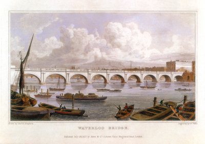 Waterloo Bridge, London, a Temze túloldalán, 1817 alkotó: Thomas Hosmer Shepherd