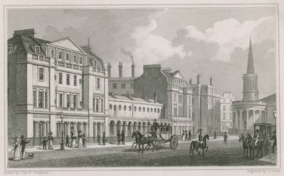 A Langham Place nyugati oldala, Marylebone, London, beleértve az All Souls Church-et alkotó: Thomas Hosmer Shepherd