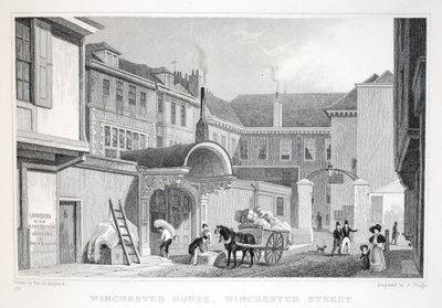 Winchester House, Winchester Street, a „London és környéke a tizenkilencedik században” kocsmából. Jones und Co., 1827-1829 alkotó: Thomas Hosmer Shepherd