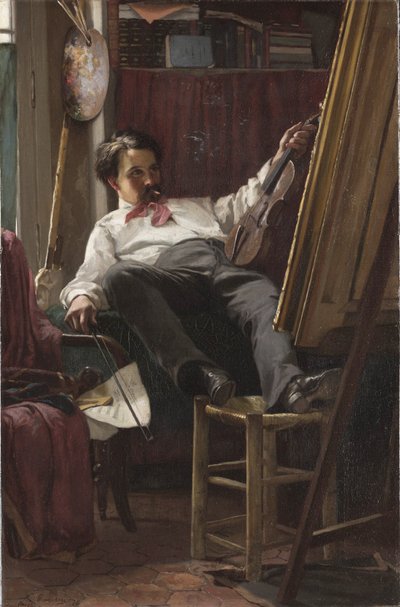 A művész önarcképe a műtermében alkotó: Thomas Hovenden